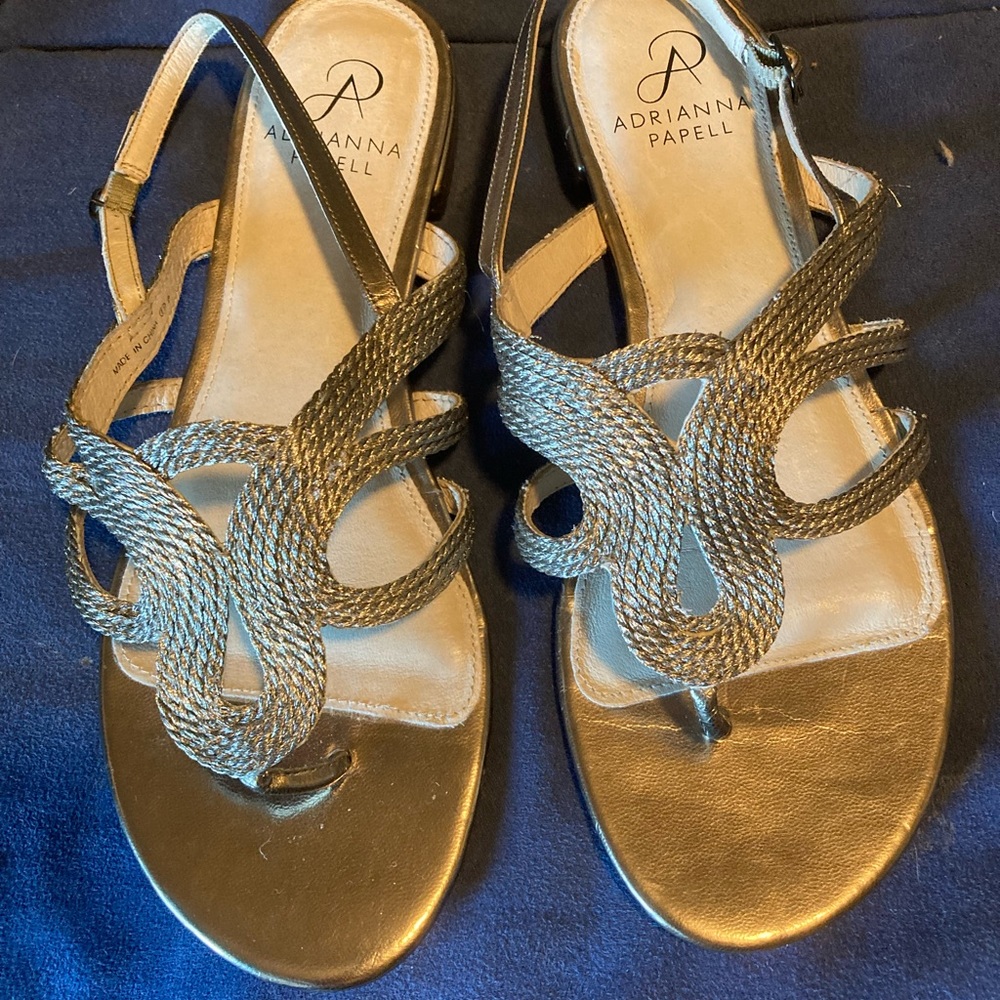 Adrian Pappel pewter Strappy  Flat Sandals